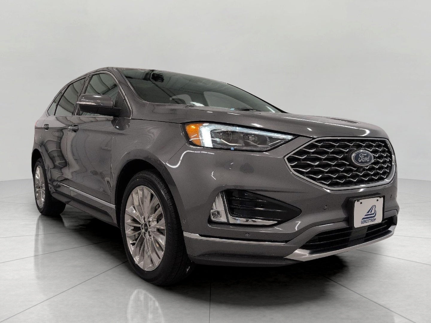 2021 Ford Edge Titanium AWD in Carbonized Gray Metallic — front three-quarter view