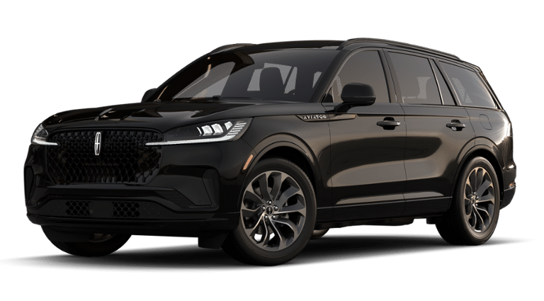 2026 Lincoln Aviator Premiere in Infinite Black Metallic Clearcoat — front three-quarter view