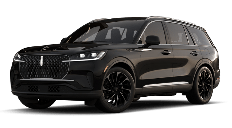 2026 Lincoln Aviator Reserve in Infinite Black Metallic Clearcoat — front three-quarter view